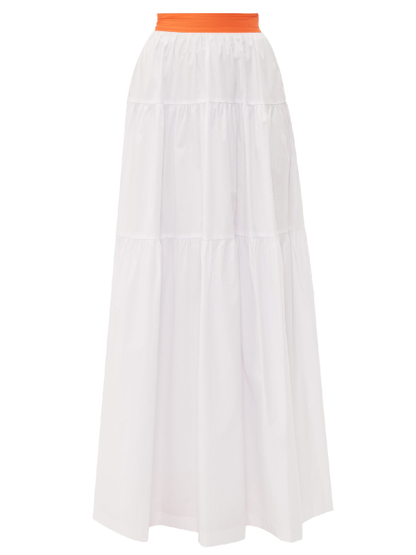 Staud Tiered Cotton-poplin Maxi Skirt ...